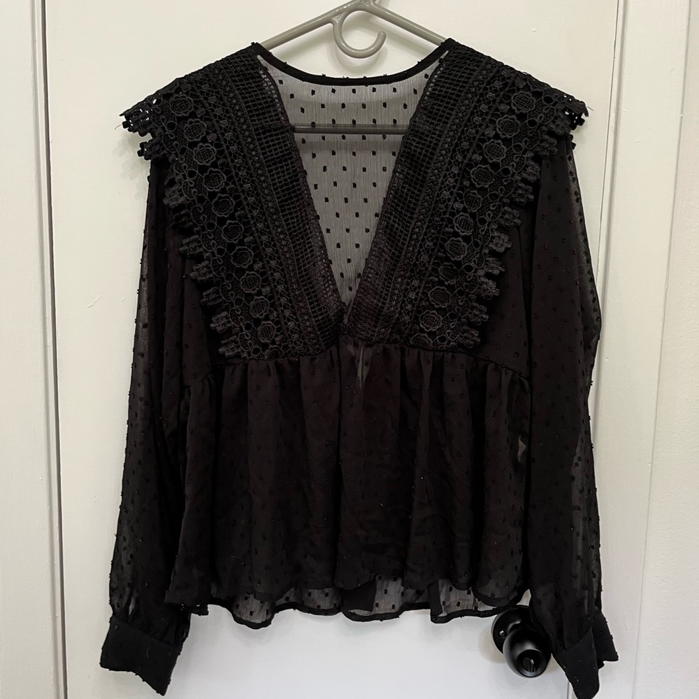 Sheer long sleeve blouse
